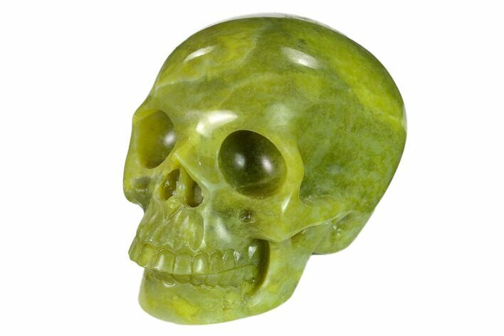 Realistic, Polished Jade (Nephrite) Skull #151129